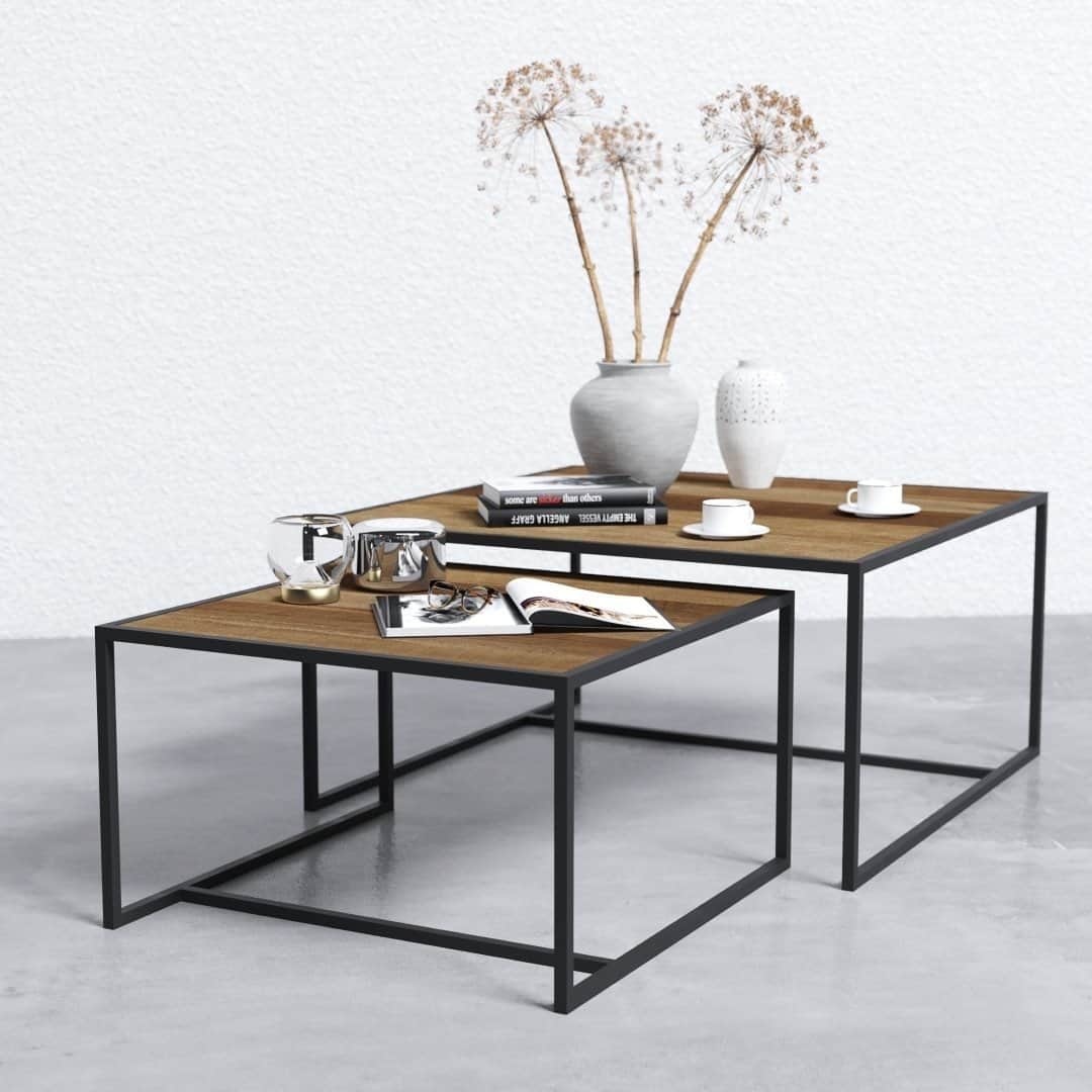 Bauhaus 2 Piece Square Nesting Table - Cube Legs (3) Bauhaus 2 Piece Square Nesting Table - Cube Legs (3)