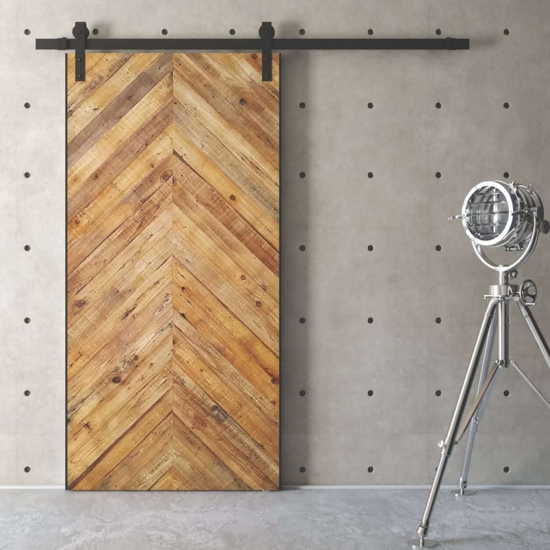 Herringbone, Reclaimed Wood Barn Door (83" x 40")