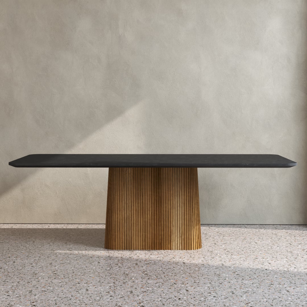 Osaka Dining Table - Natural Reclaimed Teak + Grey Concrete